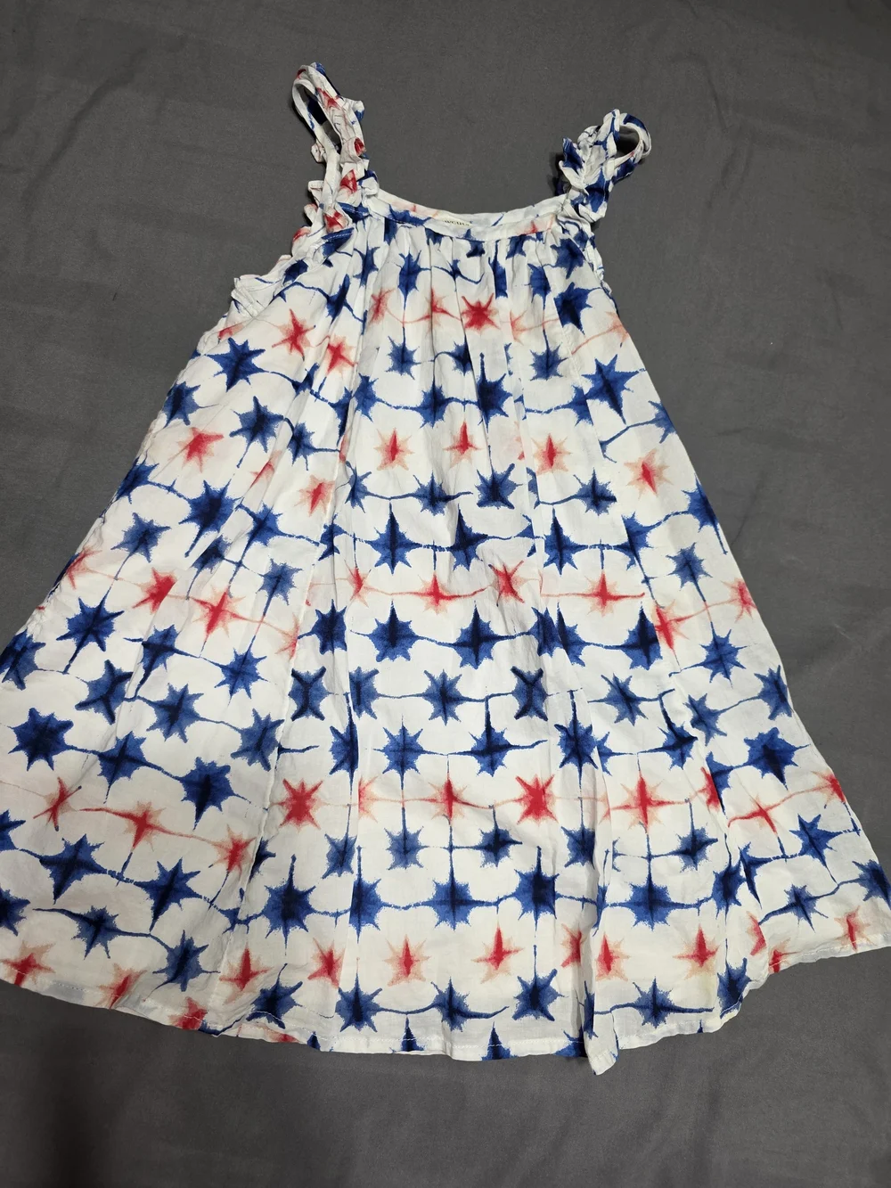 Crewcuts White Sundress with Blue & Red Star Pattern